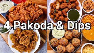 4 Must Try Vegetable Pakora amp Flavoured Dip Recipes  Street Style Veg Pakoda amp Chutney Recipes [upl. by Khalid]