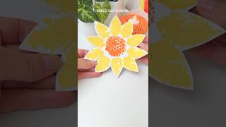 Sunflower Painting Technique with Bubble Wrap and Leaf shorts [upl. by Eileme]