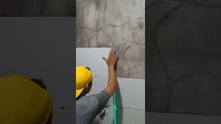 Creative bathroom tile installation technique shorts [upl. by Lrak]