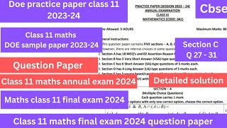 class 11 maths annual exam 2024  question paper  class 11 maths sample paper 202324  Doe  imp [upl. by Drauode]