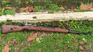 review airsoft double bell spring kar98k motif kayu sniper [upl. by Stu]