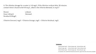 Chlorine dose demand and residual math questions walk throughDrinking water math [upl. by Juana]