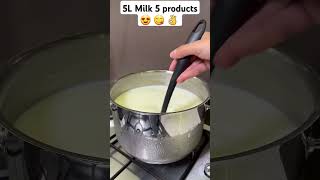 5L milk 🥛 5 products ready homemade 😋 😍 👌 homemade milk cooking recipe busezeynep [upl. by Leihcar]