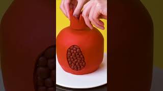 Fondant Cake Pomegranate chocolate cake satisfyingvideo Chocolate Decorating Cake decorating [upl. by Nodnahs]