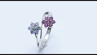 Tanzanite amp Rhodolite Garnet Bypass Cluster Ring In Rhodium over Sterling Silver 082ctw [upl. by Neram]