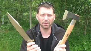 Chop Off Cold Steel Trail Master vs Gränsfors Bruks Outdoor Axe [upl. by Noxid]