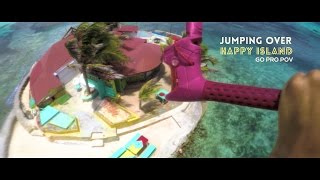 Kitesurfing Jump Over Happy Island  Go Pro POV [upl. by Lemrac]