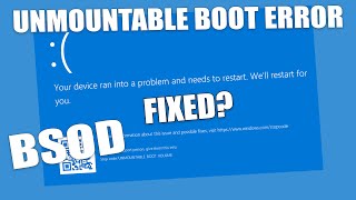 How To Fix Unmountable Boot Volume Blue Screen Error on Windows 11 [upl. by Crow]