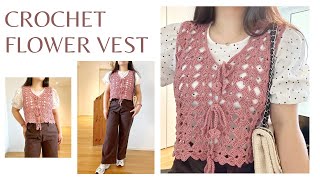 FLOWER CROCHET VEST  CROCHET BY BEV [upl. by Tuttle]