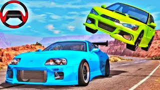 Cars vs Unfinished Roads x Ledges x Speed Bumps x Giant pit BeamNG Drive [upl. by Eb]