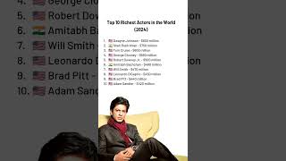 Top 10 Richest Actors in the World 2024 shorts ytshorts shahrukh dwanejohnson india [upl. by Tsyhtema]