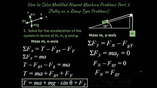 How to Solve Modified Atwoods Machine Problems Part 2 Tension 2 Masses and a Ramp [upl. by Madelon]