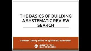 The Basics of Building a Systematic review search [upl. by Harneen532]