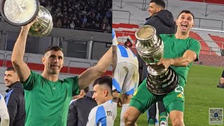 Emi Martínez Recreates Golden Glove Celebration During Copa America Victory [upl. by Nylireg698]