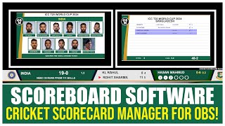 Cricket Scorecard Manager Software for Live Stream Cricket on OBS Studio  Overlay 6 [upl. by Abrahan506]