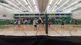 Ponoka Broncs vs HJ Cody Lakers 1st set Sr Boys volleyball 🏐 [upl. by Aldus]