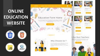 Create A Responsive  Online Education  Website Design Using  HTML CSS JS   Step By Step [upl. by Russ94]