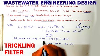 Design of single stage High rate trickling filter  BOD removal  efficiency of filter  waste water [upl. by Nevart]