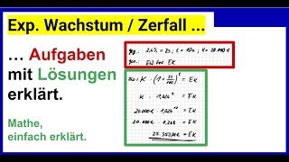 Exponentielles Wachstum und Zerfall Aufgaben mit Lösungen erklärt [upl. by Nevear]