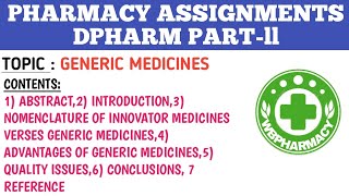 GENERIC MEDICINE ll PHARMACY LAW AND ETHICS ASSIGNMENTS ll WBPHARMACY [upl. by Lazarus]