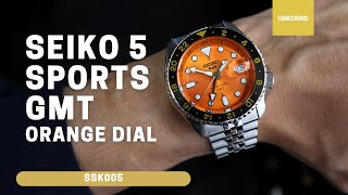 Unboxing Seiko 5 Sports GMT Orange Dial SKX SSK005 SSK005K1 [upl. by Cherice]