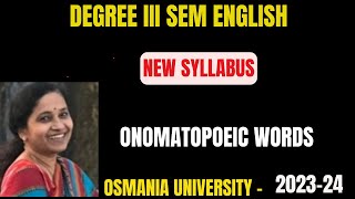 Degree III Sem English  VOCABULARY New Syllabus Onomatopoeic Words [upl. by Etneciv673]