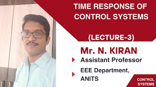 TIME RESPONSE OF CONTROL SYSTEMS LECTURE3 MRNKIRAN  EEE DEPT  ANITS [upl. by Lyrradal]