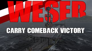 Weser Carry Comeback Victory  World of Warships [upl. by Nylahsoj]