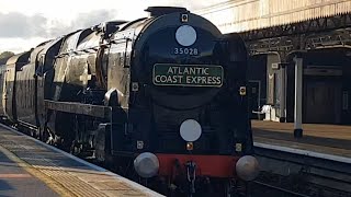 Trains at Taunton including 35028 clan line with jacobstrainadventures and Southweststeamfan [upl. by Enautna]