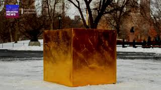 Mysterious Gold Cube worth 117 million appears in Central Park [upl. by Sumahs]