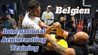 INTERNATIONAL ARMWRESTLING TRAINING 2024 BELGIUM  Rino Masic Dmitri Vizii Josia Schäfer and more [upl. by Erek]