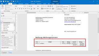 RechnungKleinunternehmer anhand von Word und ExcelVorlage mit Edi als PDF erstellen [upl. by Garrek]