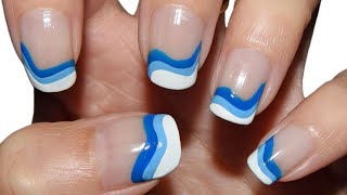 Ondas Azules en Manicura Francesa Sin Materiales  CristiNails [upl. by Talia247]