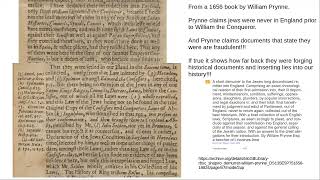 William Prynne  1656  states no jews in England prior to William the Conqueror [upl. by Etna635]