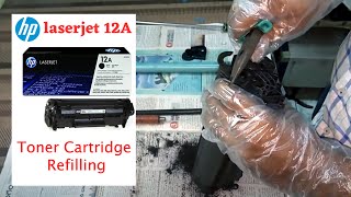 How to Refill hp 12 A cartridge in telugu [upl. by Llenoj]