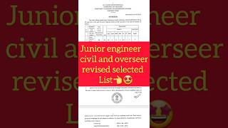 Junior engineer civil and overseer exam revised selected list released👈🤩🥳short trending reels [upl. by Hafeetal]