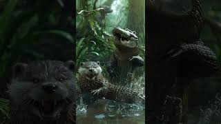 Battle of the Otters and the Crocodile crocodile viral shorts [upl. by Charpentier516]