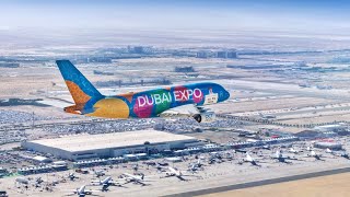 Emirates Flyover at Dubai Airshow 2021 Opening Ceremony [upl. by Lehcir]