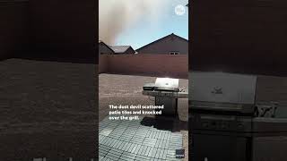 Dust devil sweeps through Vegas backyard moments after residents go inside Shorts [upl. by Lilahk521]