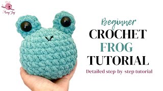 Great Beginner First Project How To Crochet a Simple Frog Quick Easy Frog Tutorial amp Free pattern [upl. by Nylorak]