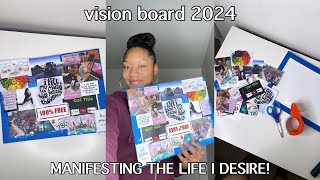 vision board 2024  make my vision board with me  manifesting the life I desire [upl. by Sukramed]