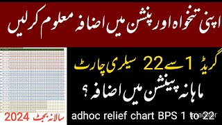 Chart of Increase in Salary BPS 01 to 22 as per Budget Speech 2024  how to find pension increase [upl. by Anij]