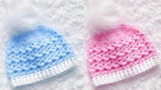 HERMOSO PATRON DE CROCHET Gorrito para bebe con ganchillo TEJELO EN TODAS LAS MEDIDAS PRINCIPIANTES [upl. by Cord]