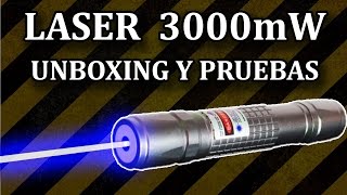 Laser Azul Ultra Potente 3000mW  Unboxing y Pruebas Experimentar En Casa [upl. by Jeramie]