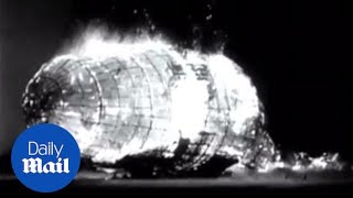 Hindenburg bursts into flames killing in newsreel clip from 1937  Daily Mail [upl. by Wallford]