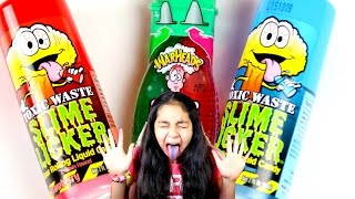 Extreme Sour Candy Taste Slime Licker WarHeads Toxic WasteB2cutecupcakes [upl. by Helas]