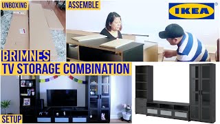 IKEABRIMNES TV STORAGE COMBINATIONGLASS DOORS BLACK [upl. by Anoif]