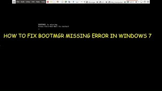 2 How to create and Fix Bootmgr Missing error [upl. by Yrocaj958]