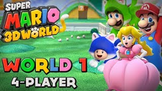 Super Mario 3D World  World 1 4Player [upl. by Yeldahc]