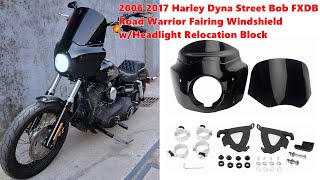 How To Install Harley Dyna Street Bob FXDB Headlight Road Warrior Fairing Windshield [upl. by Lellih]